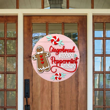 Load image into Gallery viewer, Gingerbread Wishes Peppermint Kisses 3D Layered Wood Sign