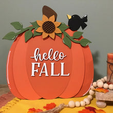 Load image into Gallery viewer, 3D Hello Fall Standing Layered Wood Pumpkin