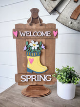 Load image into Gallery viewer, Spring Rainboots Pallet Style 3D Layered Wood Sign