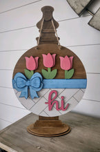 Load image into Gallery viewer, Spring Tulips and Bow 3D Layered Wood Sign
