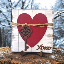 Load image into Gallery viewer, Key to My Heart Wood Sign with Display Easel