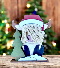 Load image into Gallery viewer, Highland Cow Macrame Santa Shelf Sitter