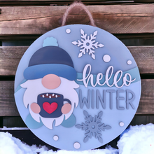 Load image into Gallery viewer, Hello Winter Gnome 3D Layered Wood Sign