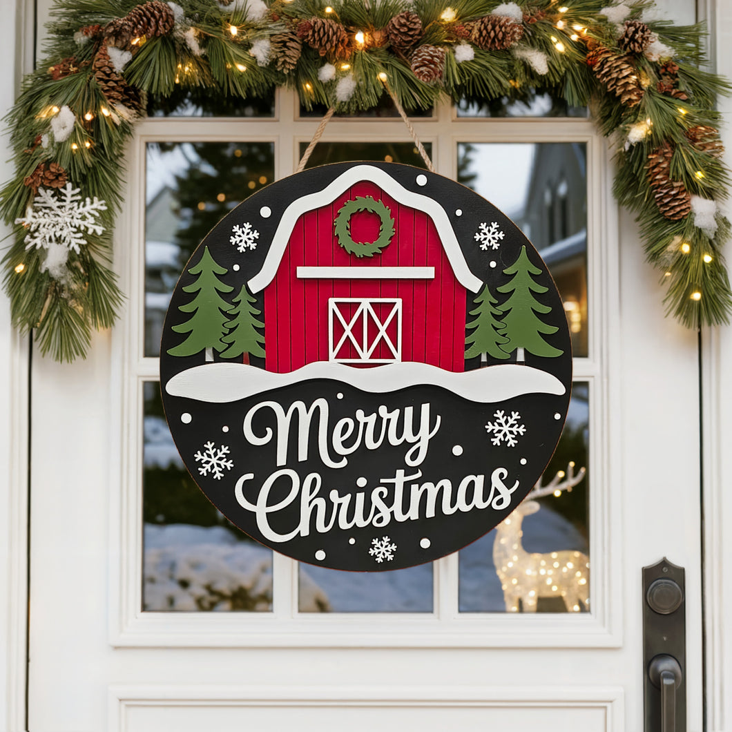 Christmas Barn Layered Wood Sign