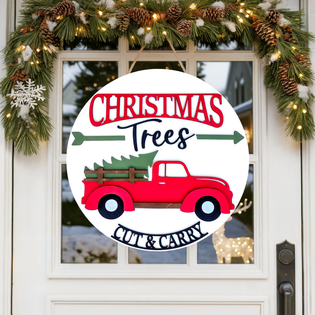 Farm Fresh Christmas Truck Layered Wood Sign