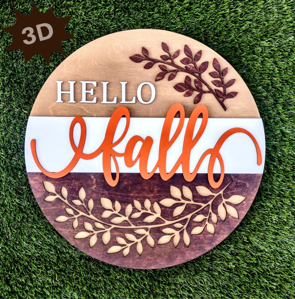 Hello Fall Simply Elegant 3D Layered Wood Sign