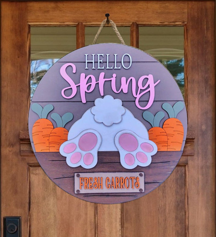 Hello Spring Bunny Crate 3D Layered Wood Sign – Muddy Paws Design Co.