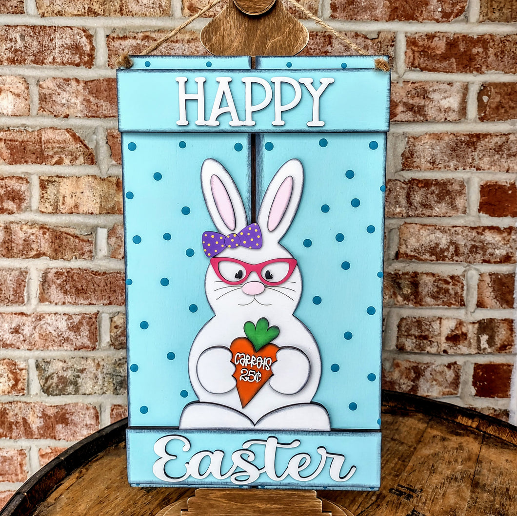 Happy Easter Bunny Pallet Style 3D Layered Wood Sign