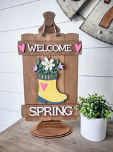 Load image into Gallery viewer, Spring Rainboots Pallet Style 3D Layered Wood Sign
