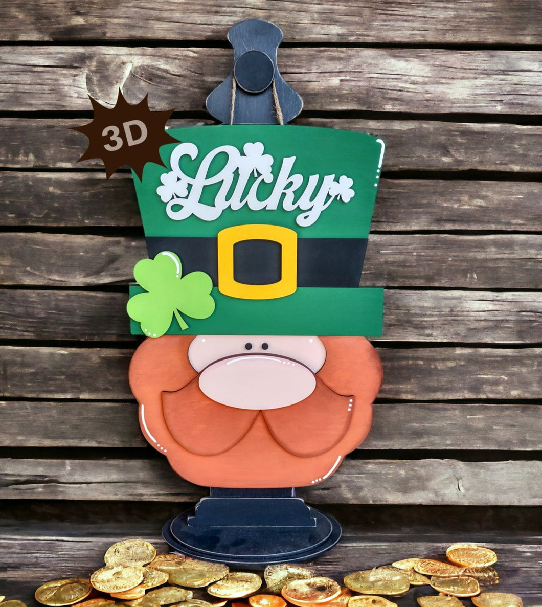 Lucky Leprechaun 3D Layered Wood Sign