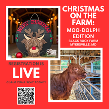 Load image into Gallery viewer, Christmas on the Farm - Highland Cow Craft &amp; Cuddle: Moo-dolph Edition at Black Rock Farm December 7 1:00-4:00 PM
