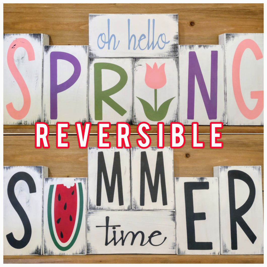 Temporary Spring Block Reversible Spring/Summer Painted Wood Blocks – Muddy Paws Design Co.