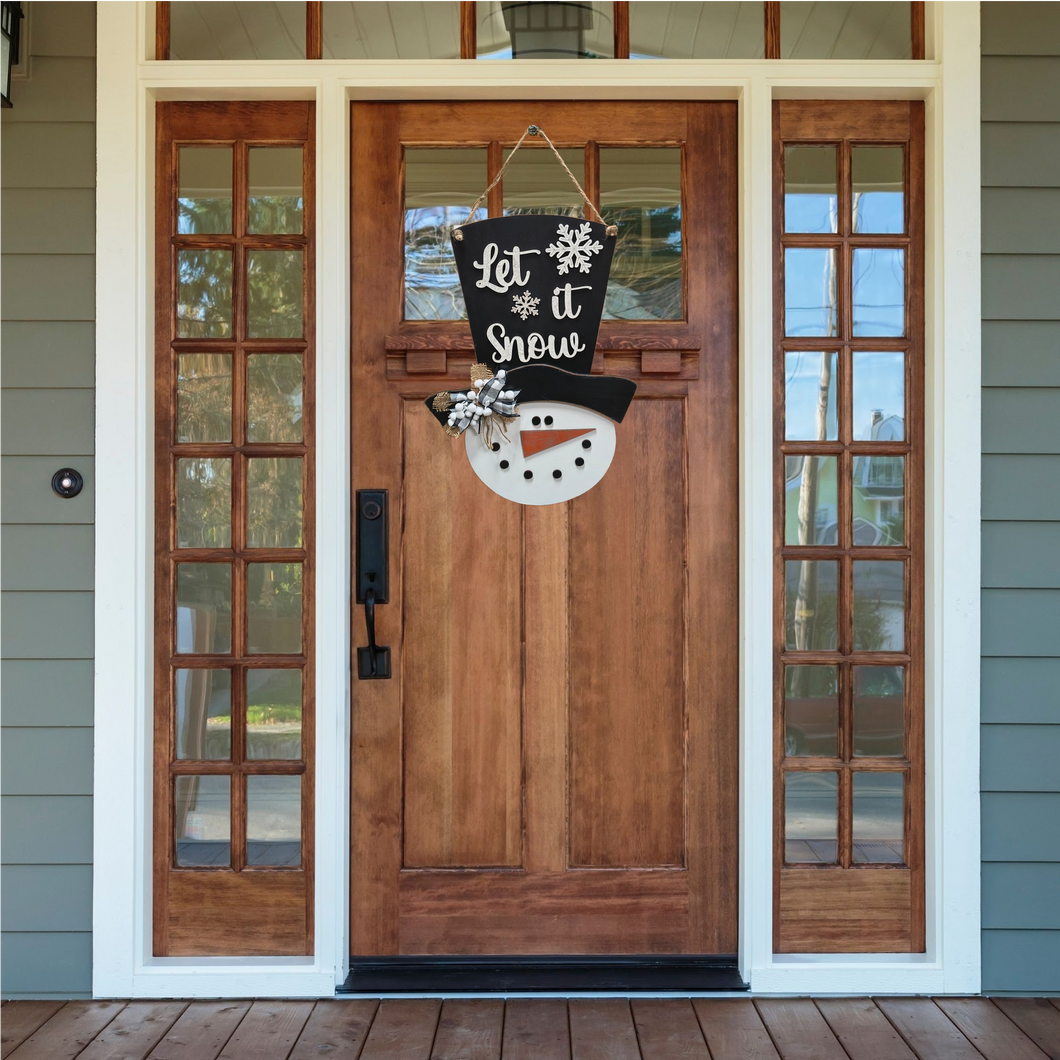 Top Hat Snowman Let it Snow 3D Layered Wood Sign