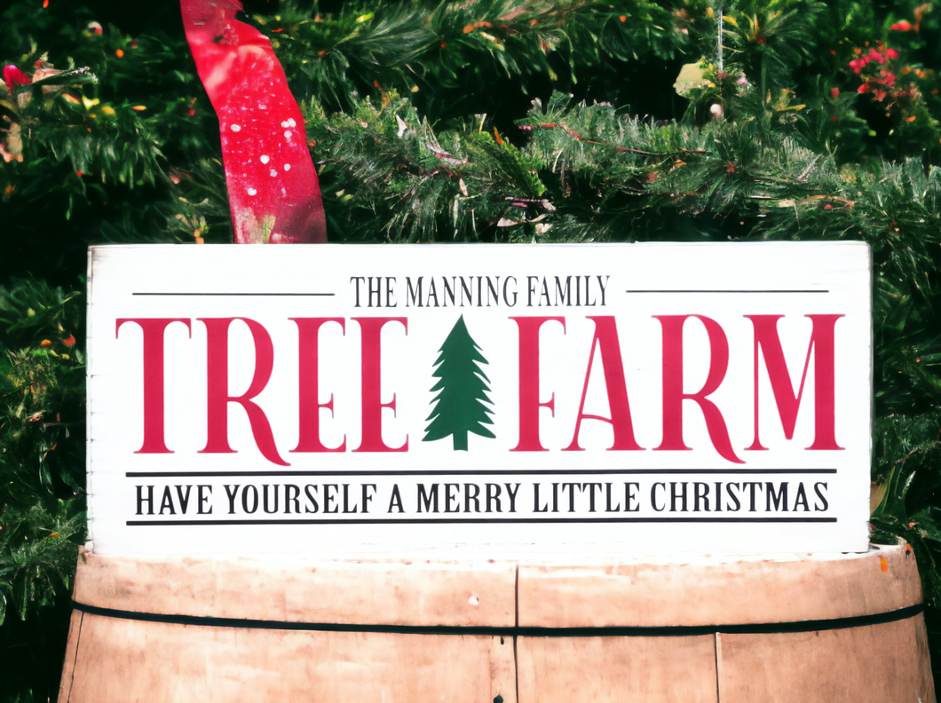 Personalized Family Name Tree Farm Wood Sign