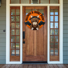 Load image into Gallery viewer, Udderly Spooky Halloween Highland Cow 3D Layered Wood Sign
