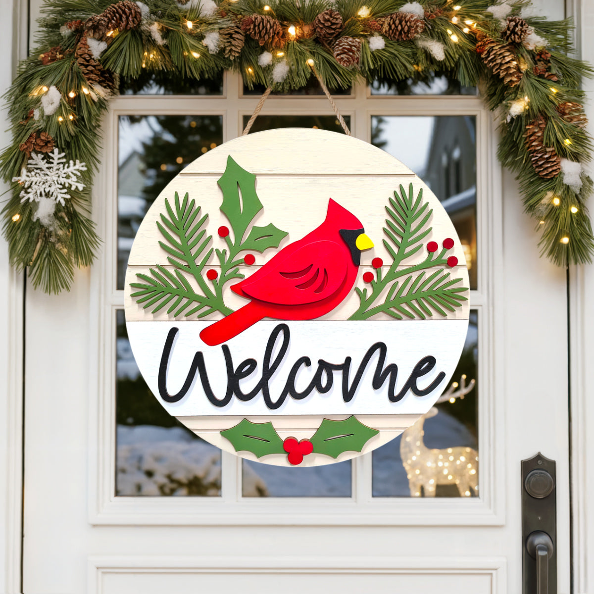 Welcome Cardinal Winter Layered Wood Sign – Muddy Paws Design Co.