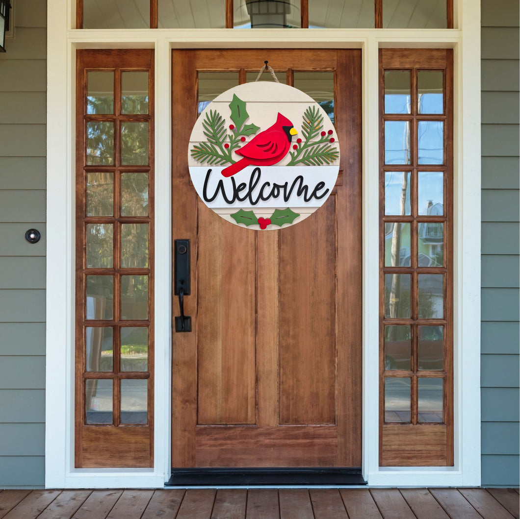 Welcome Cardinal 3D Layered Wood Sign