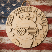 Load image into Gallery viewer, Red White &amp; Moo DIY Wood Sign Blank
