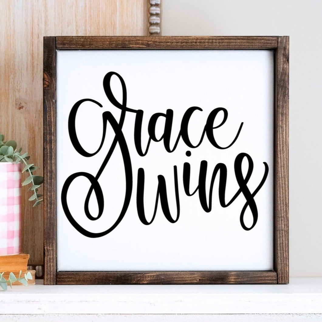 Grace Wins handmade painted wood sign