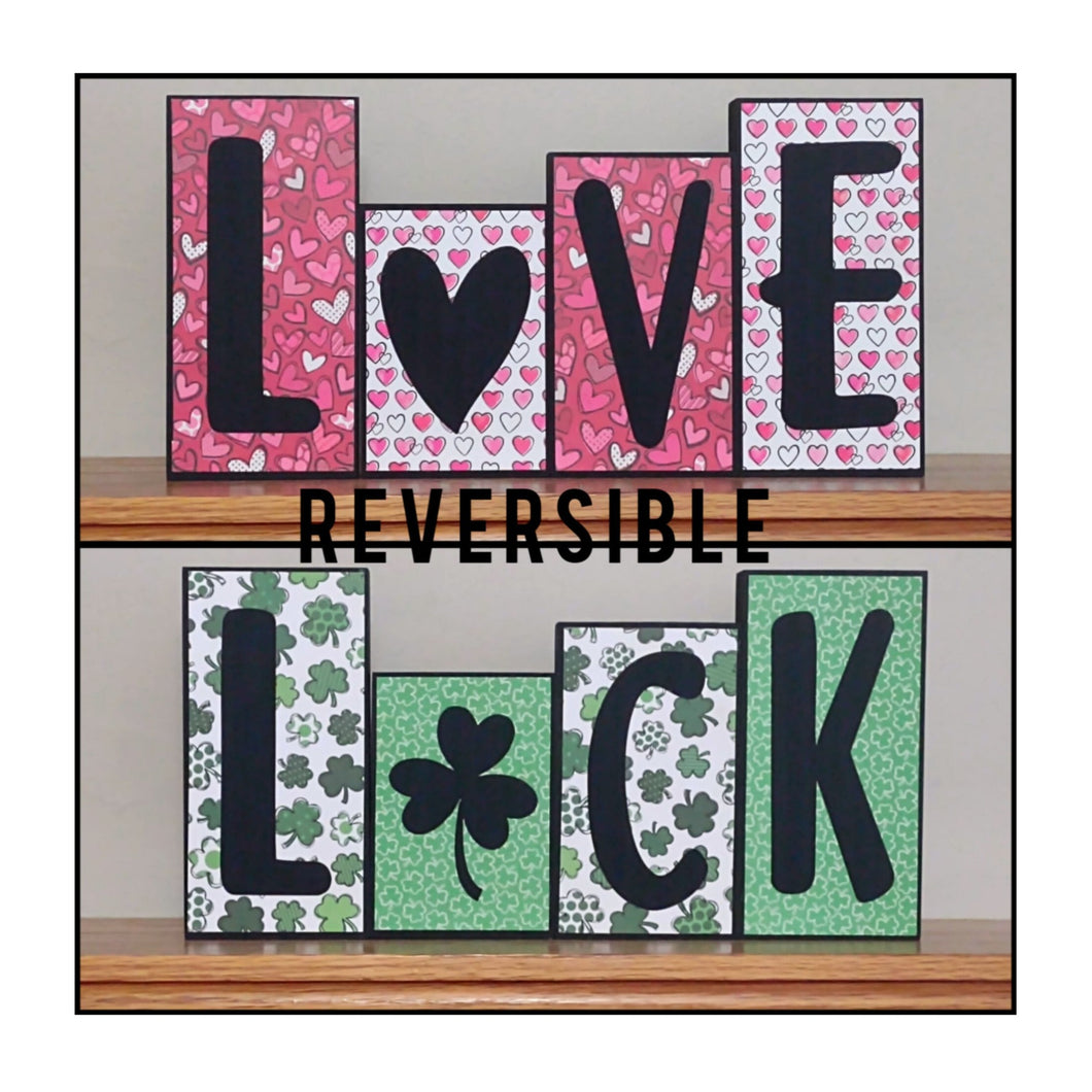 Reversible Valentine's Day/ St. Patrick's Day Wood Blocks