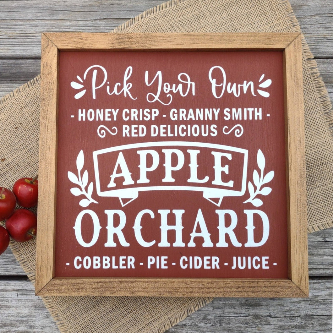 Pick your own apple orchard handmade painted wood sign