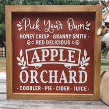 Load image into Gallery viewer, Pick Your Own Apple Orchard Fall Painted Wood Sign
